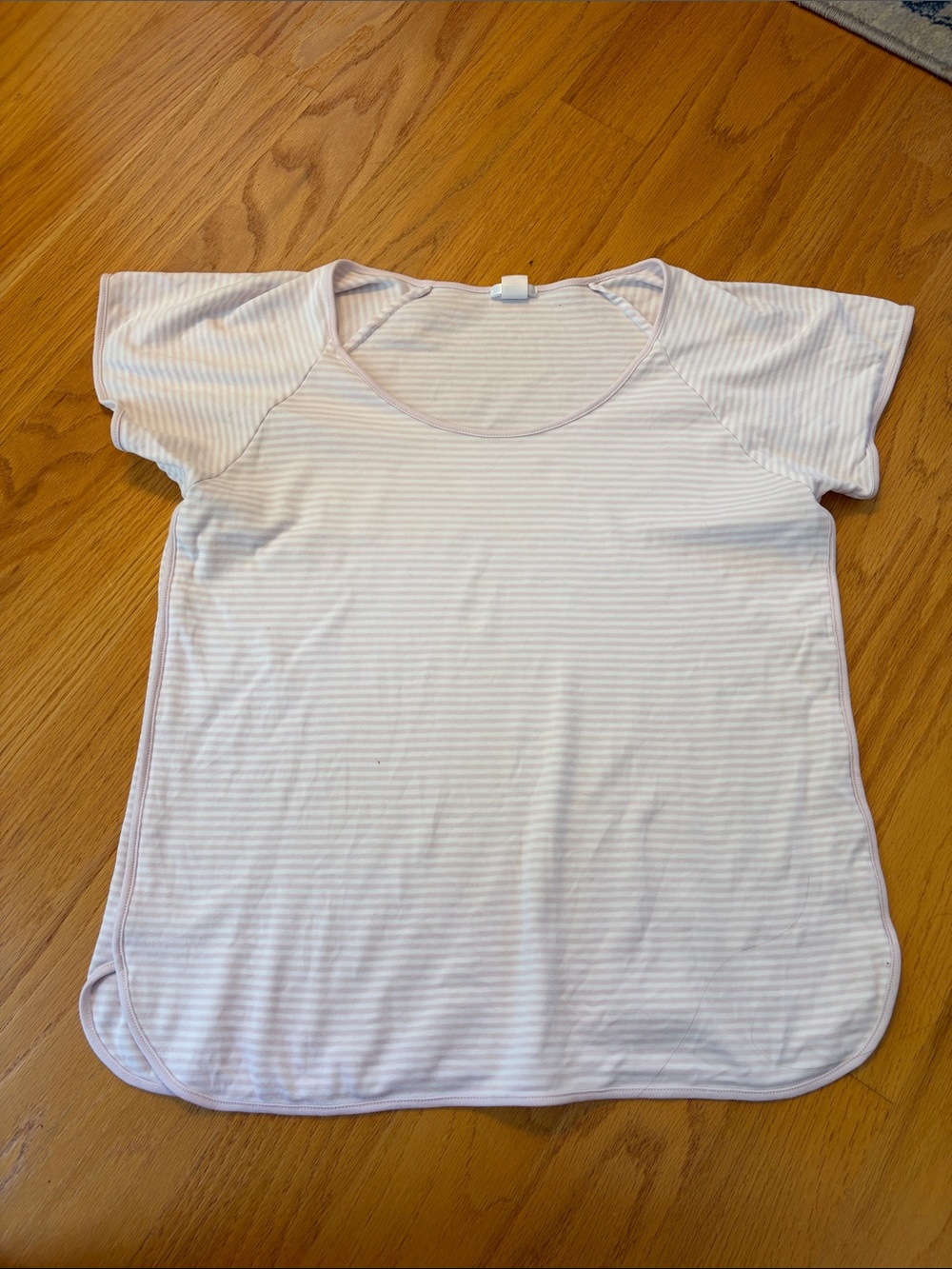 LAKE Pajama Top 100% Pima Cotton Short Sleeve PJ Stripe Pink White Medium